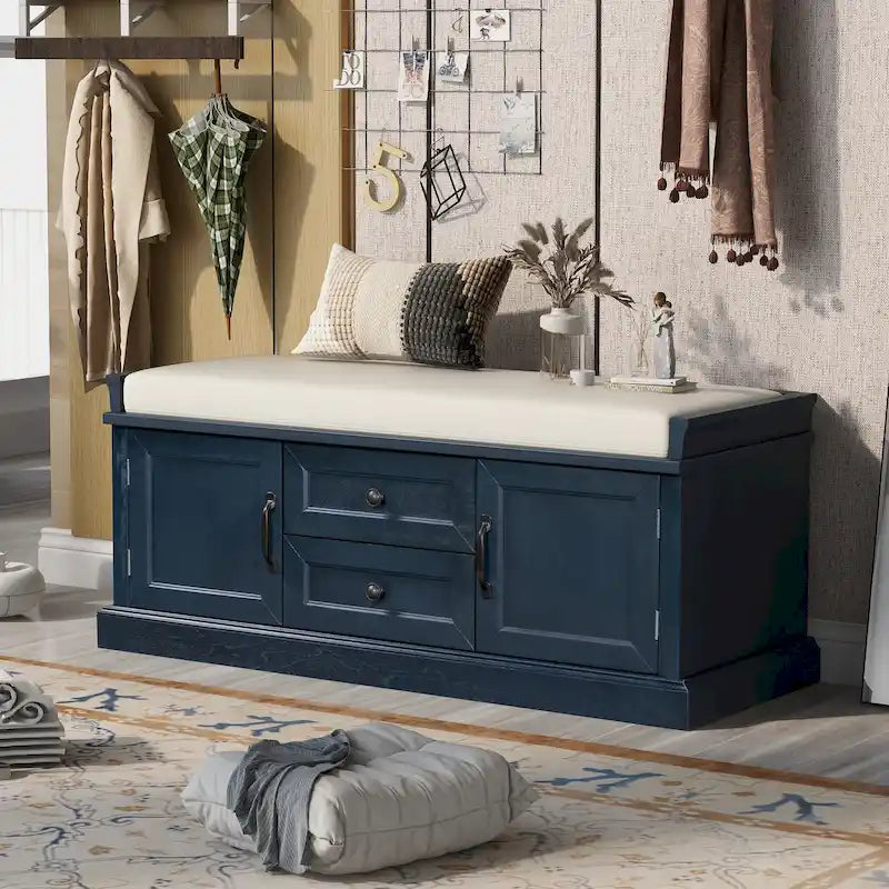 Banc à chaussures avec coussin amovible pour salon