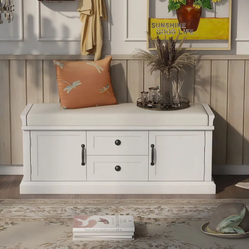 Banc à chaussures avec coussin amovible pour salon