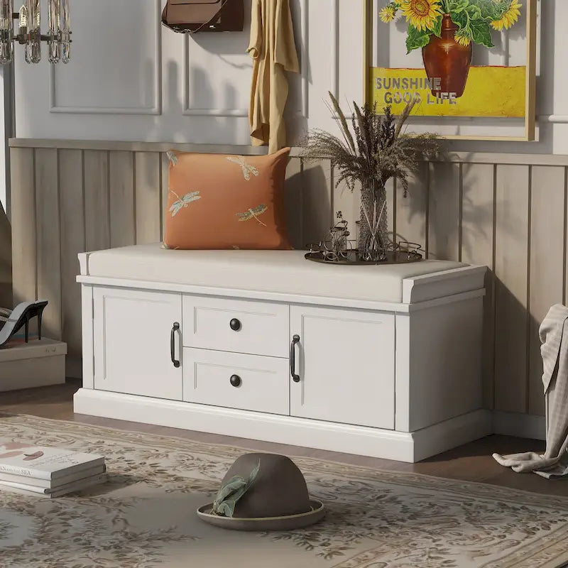 Banc à chaussures avec coussin amovible pour salon