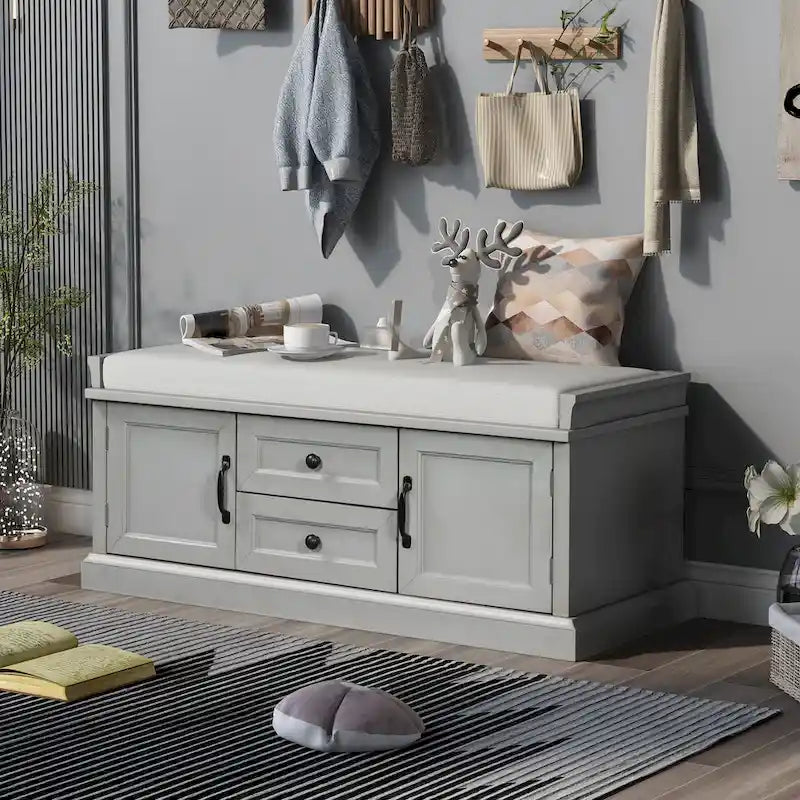 Banc à chaussures avec coussin amovible pour salon