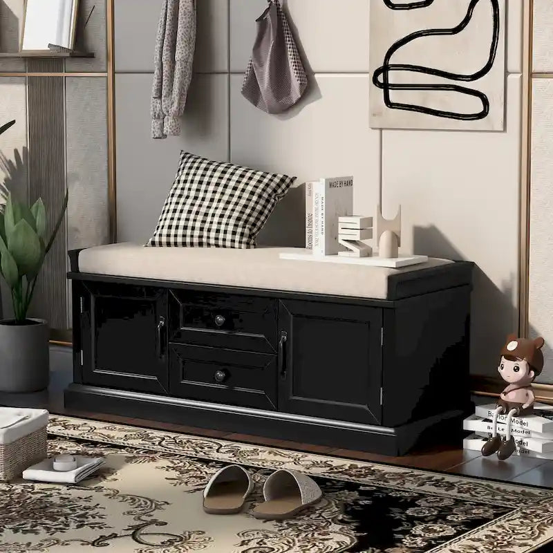 Banc à chaussures avec coussin amovible pour salon