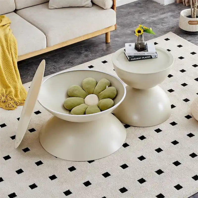 Table basse de rangement ronde