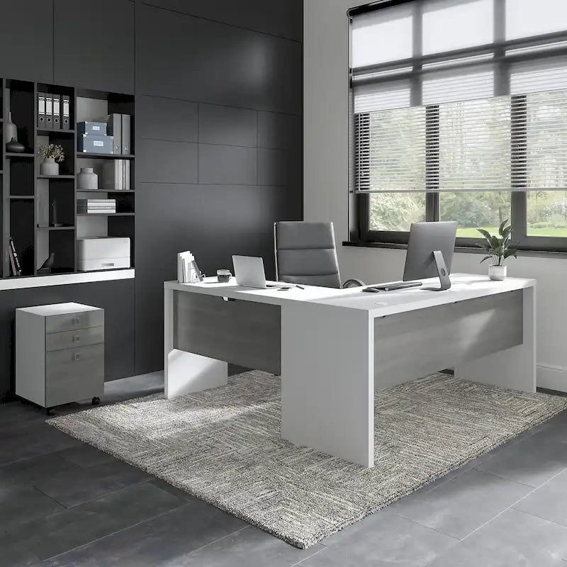 Bureau d'ordinateur en L avec tiroirs