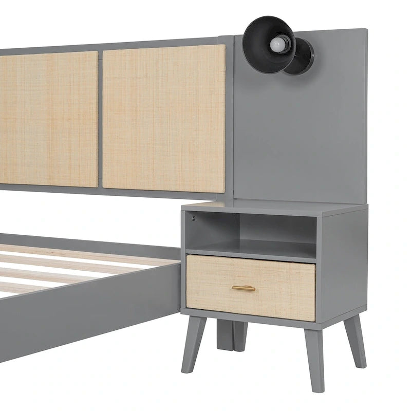 Lit plateforme en bois massif Queen size