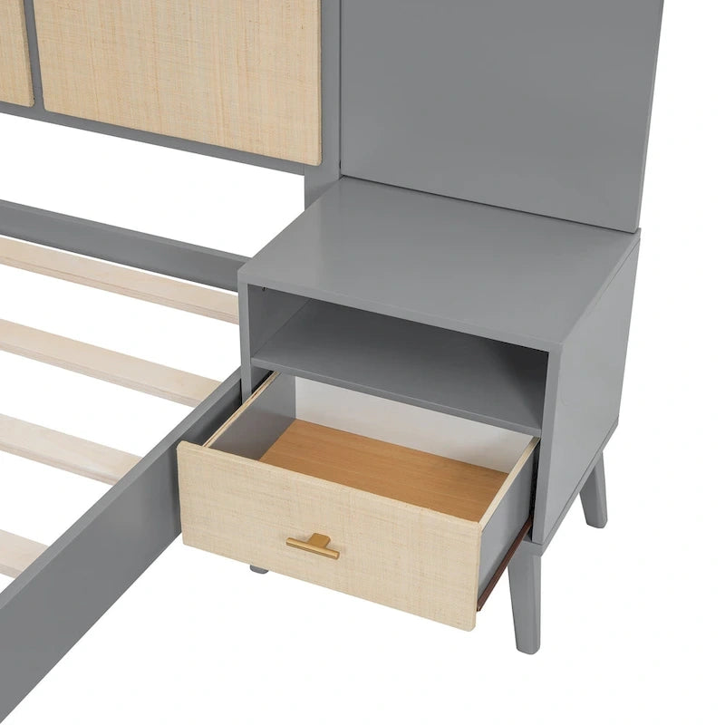Lit plateforme en bois massif Queen size