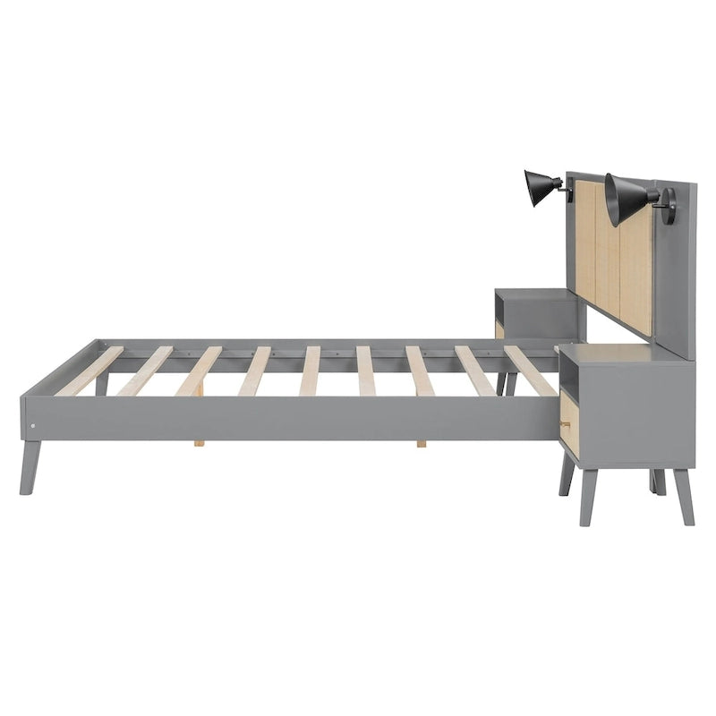 Lit plateforme en bois massif Queen size