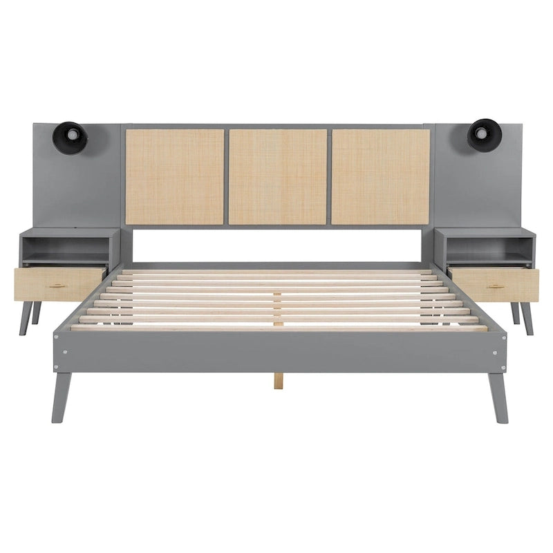 Lit plateforme en bois massif Queen size