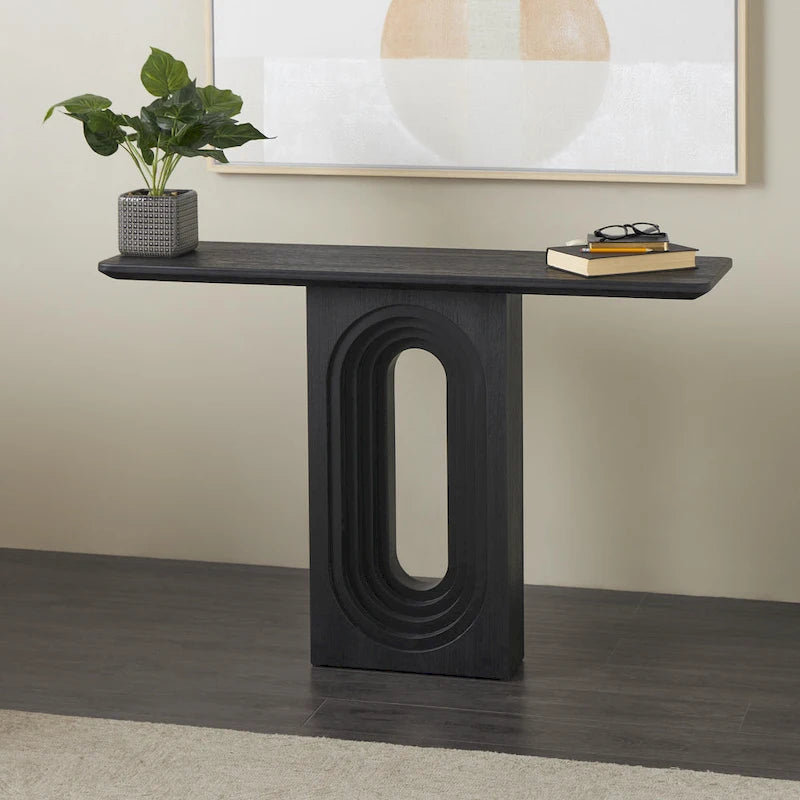 Console en bois avec piédestal ovale sculpté