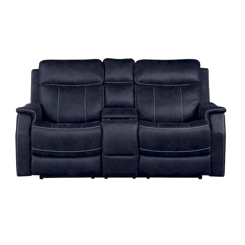 Canapé double inclinable électrique en similicuir avec console