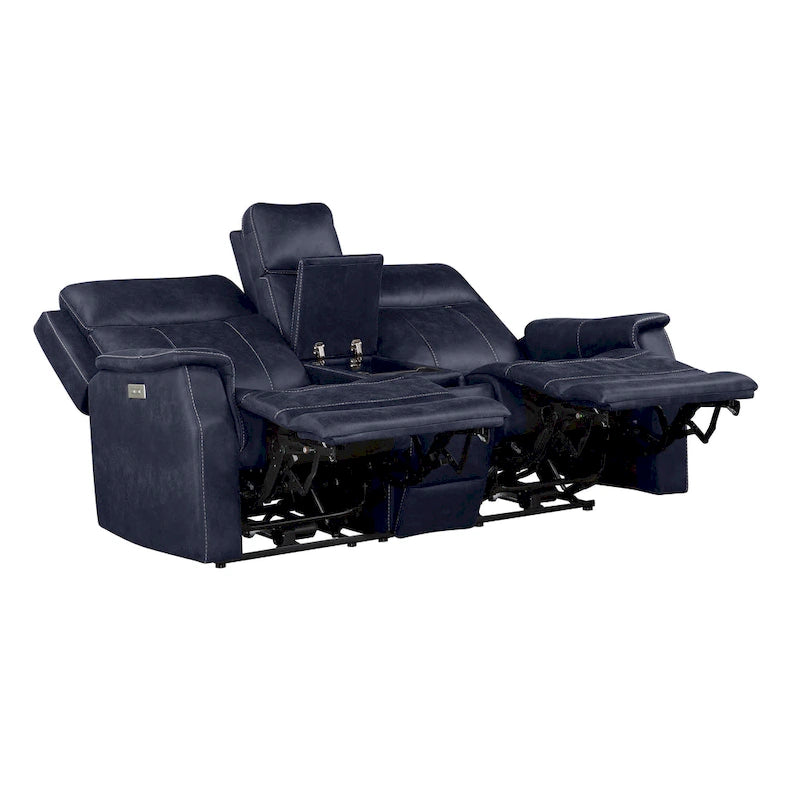 Canapé double inclinable électrique en similicuir avec console