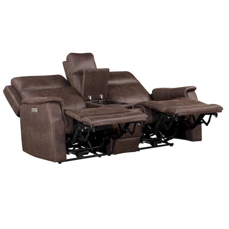 Canapé double inclinable électrique en similicuir avec console