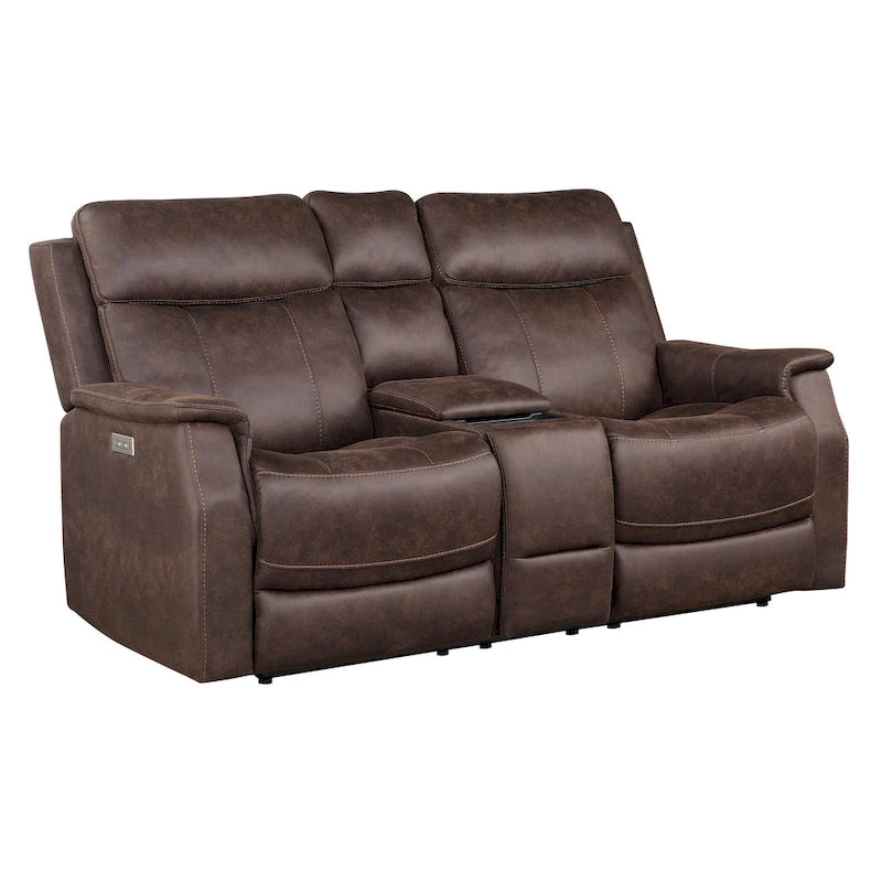 Canapé double inclinable électrique en similicuir avec console