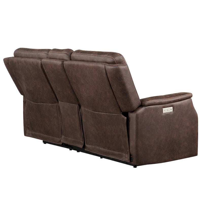 Canapé double inclinable électrique en similicuir avec console