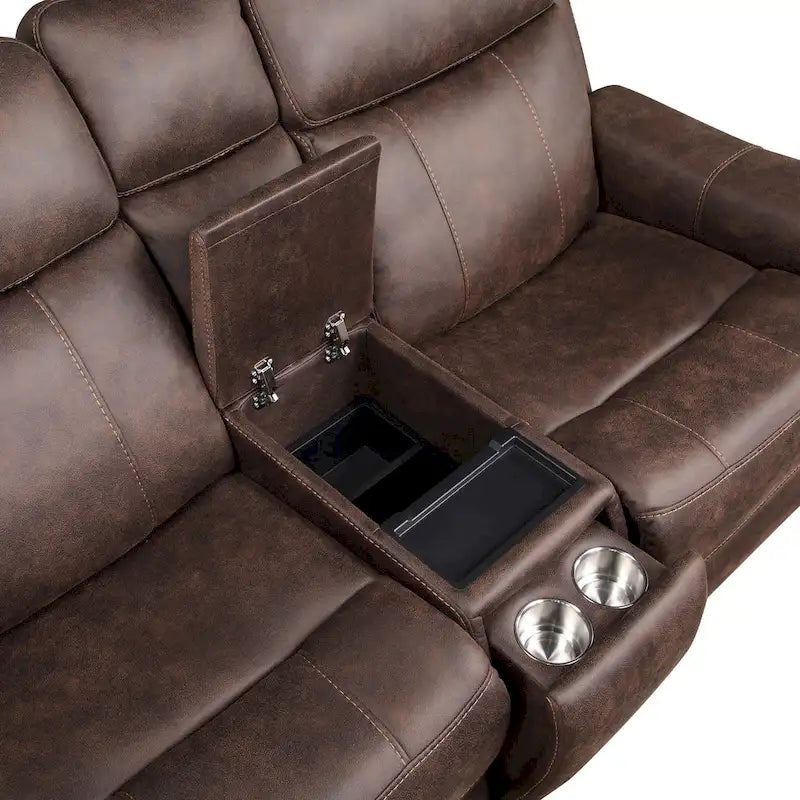 Canapé double inclinable électrique en similicuir avec console