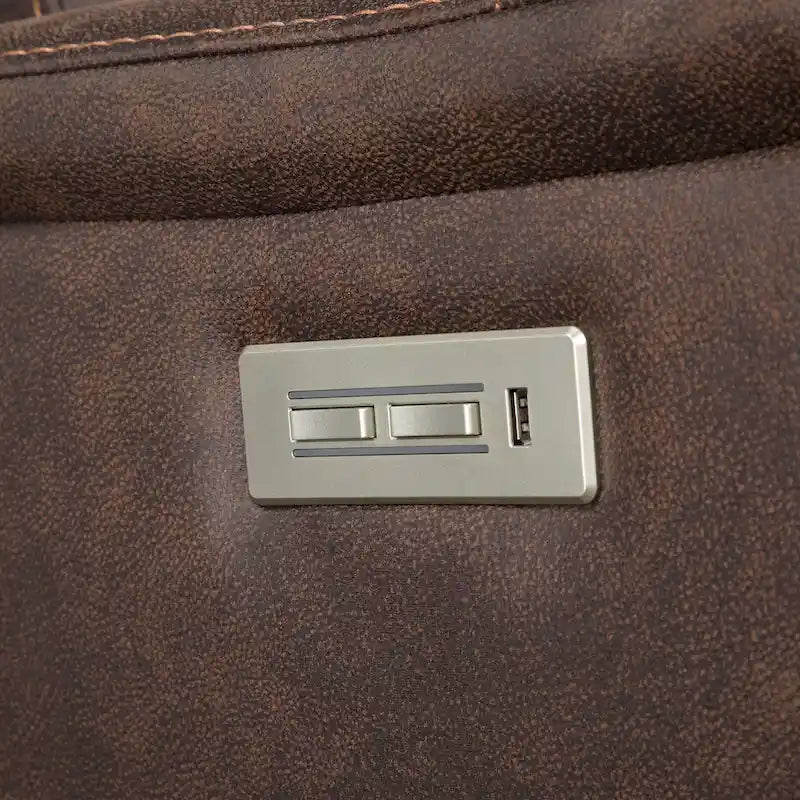 Canapé double inclinable électrique en similicuir avec console