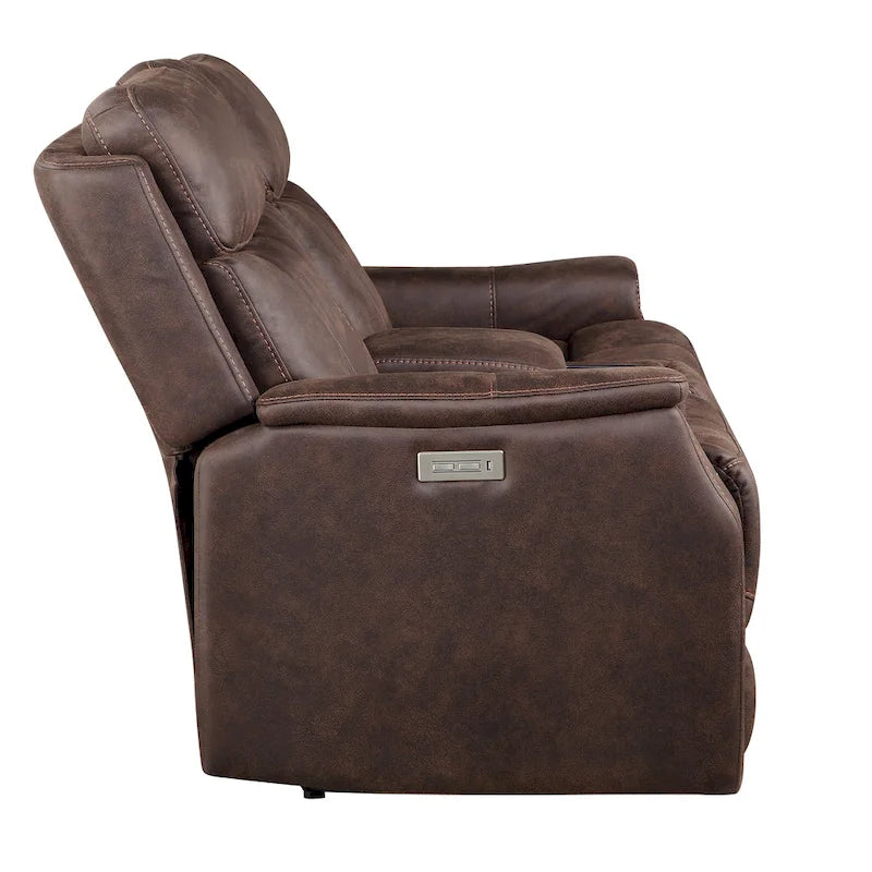 Canapé double inclinable électrique en similicuir avec console