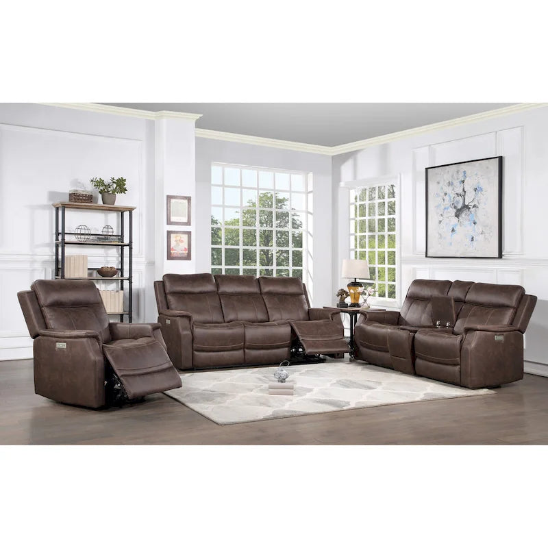 Canapé double inclinable électrique en similicuir avec console