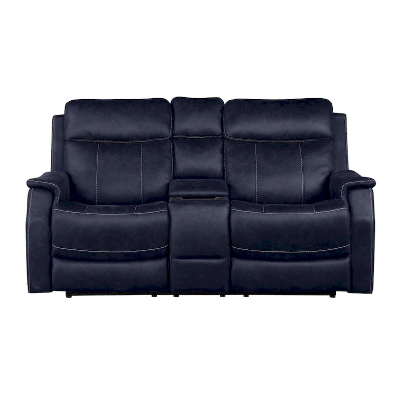 Canapé double inclinable électrique en similicuir avec console