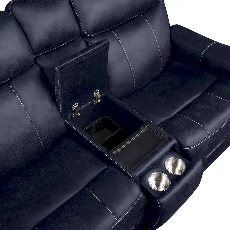 Canapé double inclinable électrique en similicuir avec console