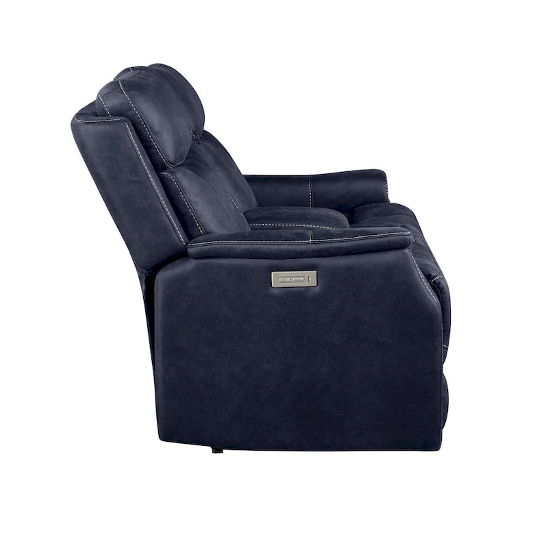 Canapé double inclinable électrique en similicuir avec console