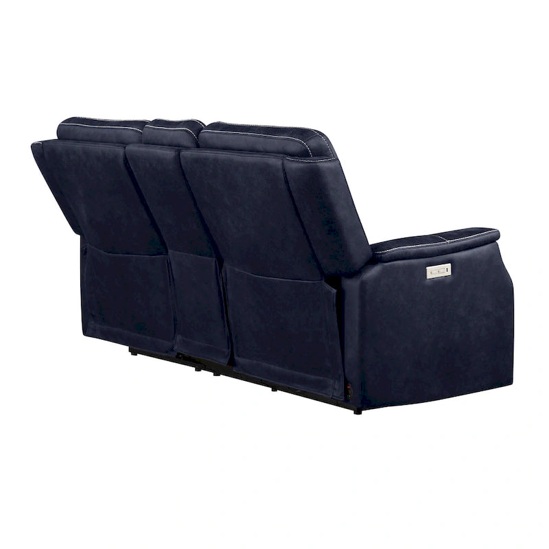Canapé double inclinable électrique en similicuir avec console