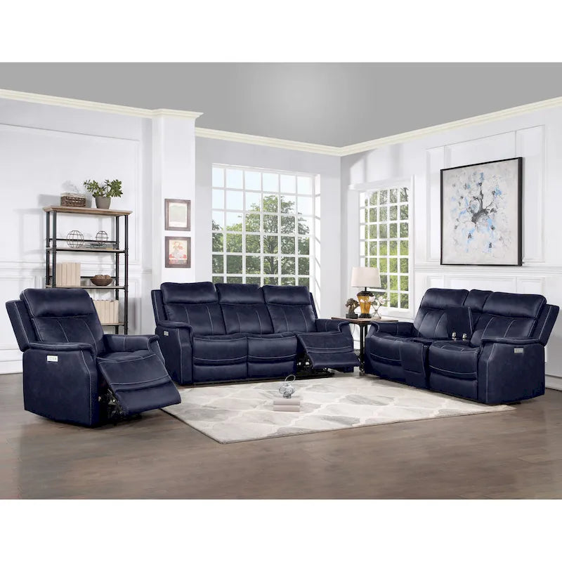Canapé double inclinable électrique en similicuir avec console