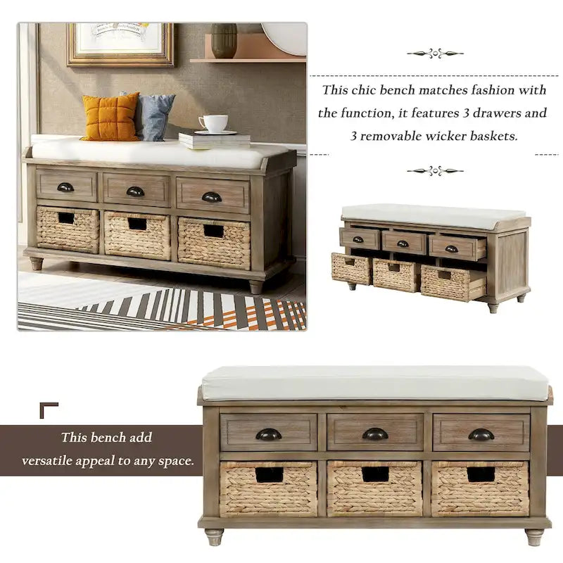 Banc de rangement style campagnard