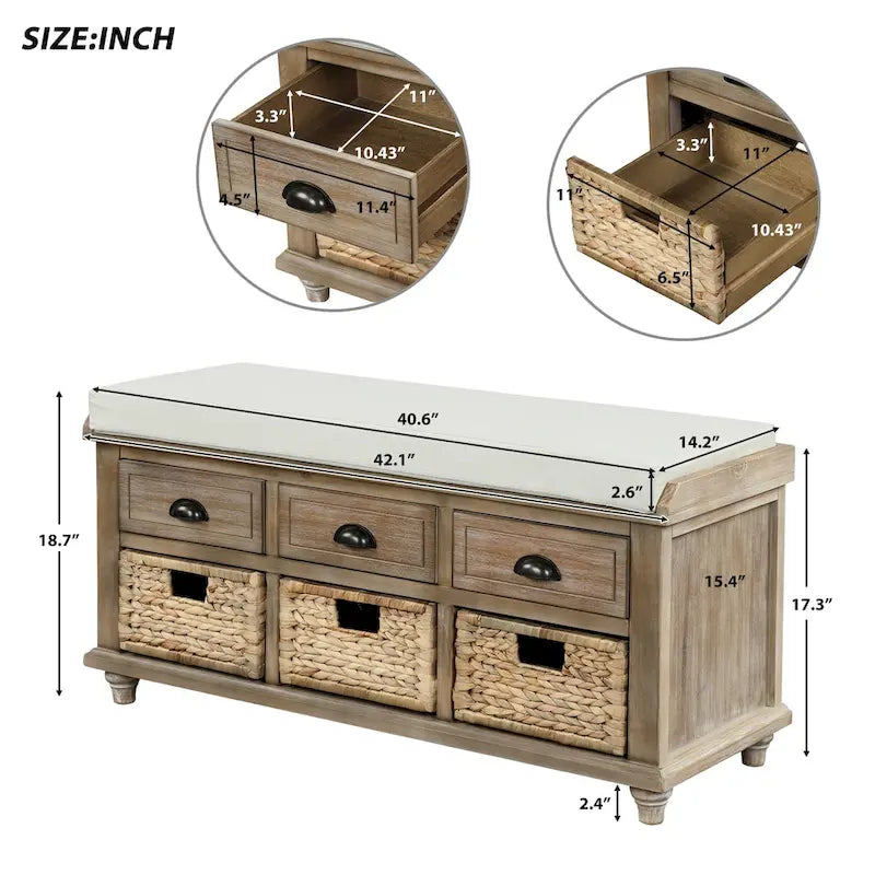 Banc de rangement style campagnard