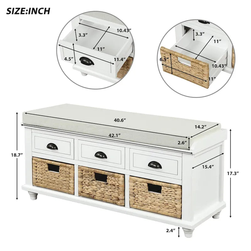 Banc de rangement style campagnard