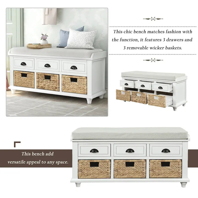 Banc de rangement style campagnard