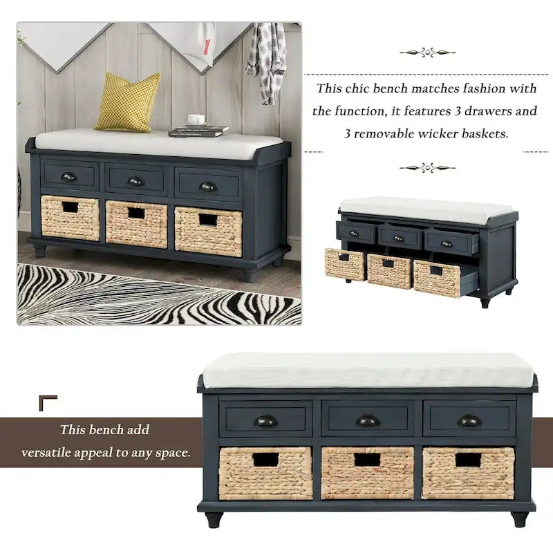 Banc de rangement style campagnard