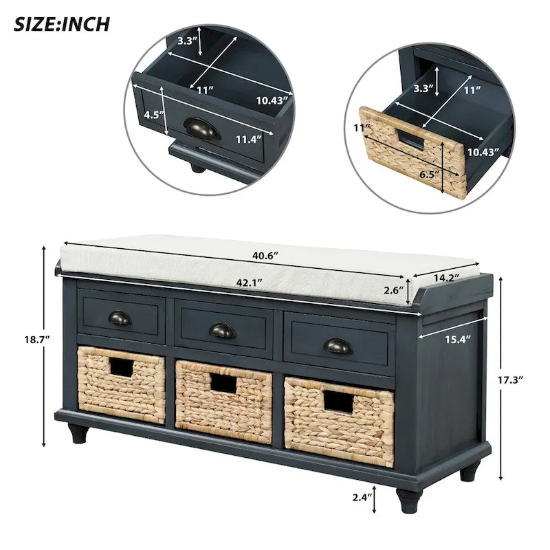 Banc de rangement style campagnard