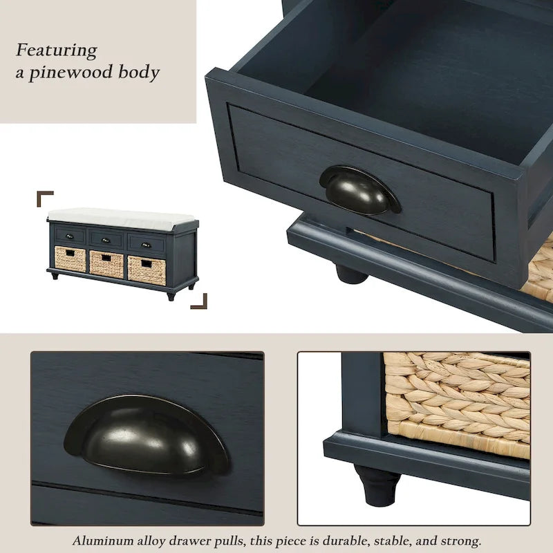 Banc de rangement style campagnard