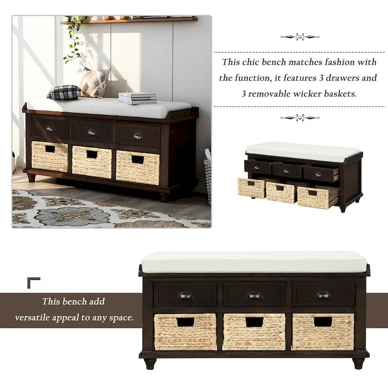 Banc de rangement style campagnard