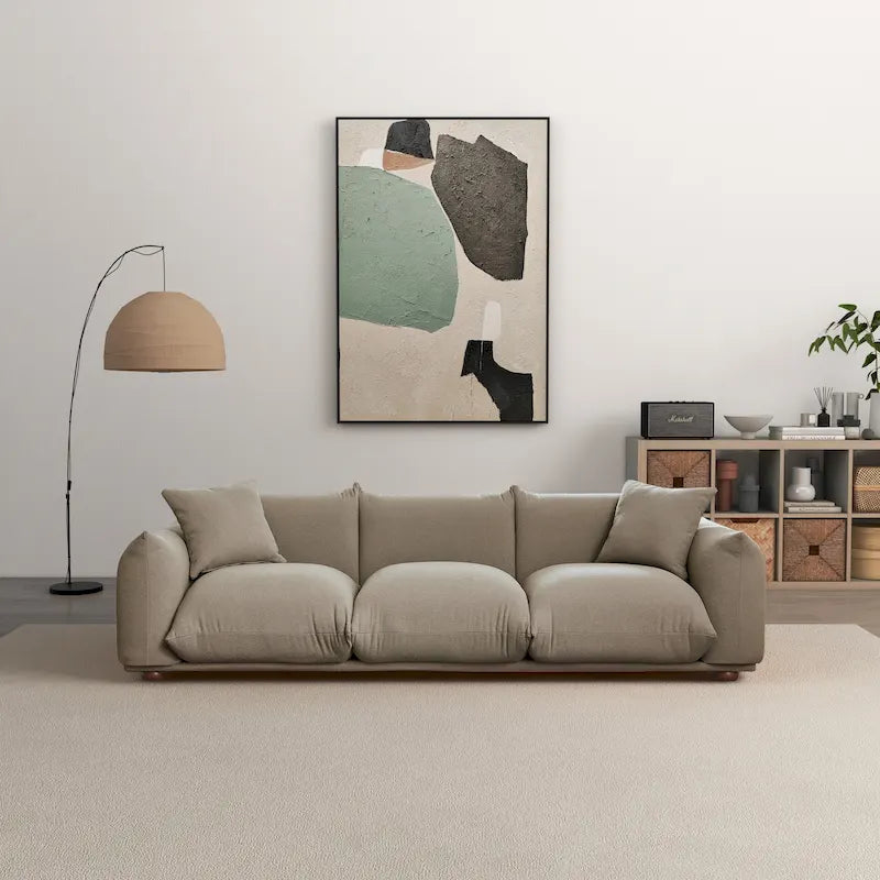 Canapé de luxe Mid-Century Moderne en bouclette/velours