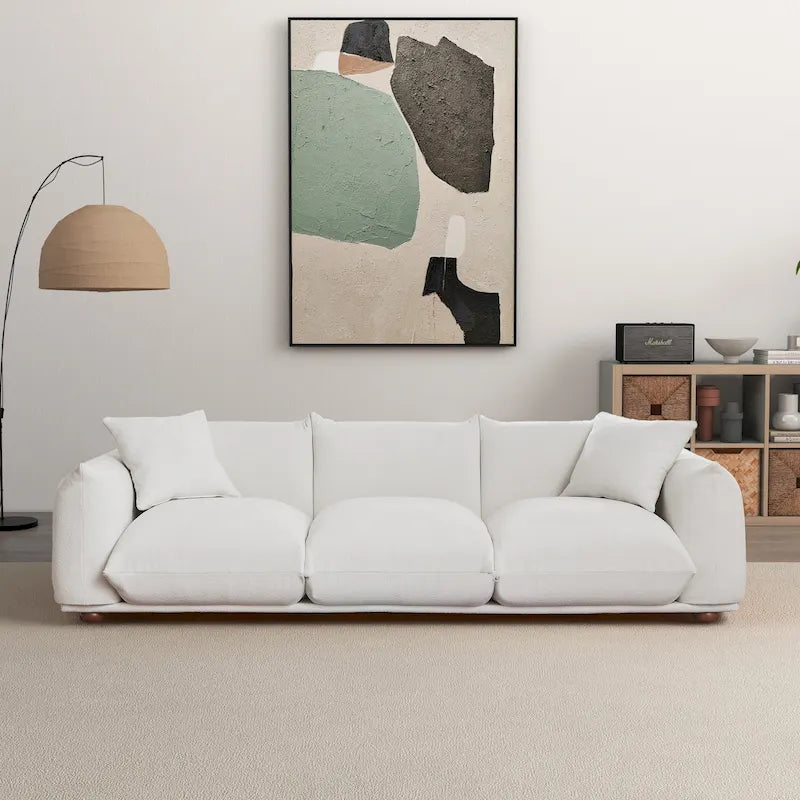 Canapé de luxe Mid-Century Moderne en bouclette/velours