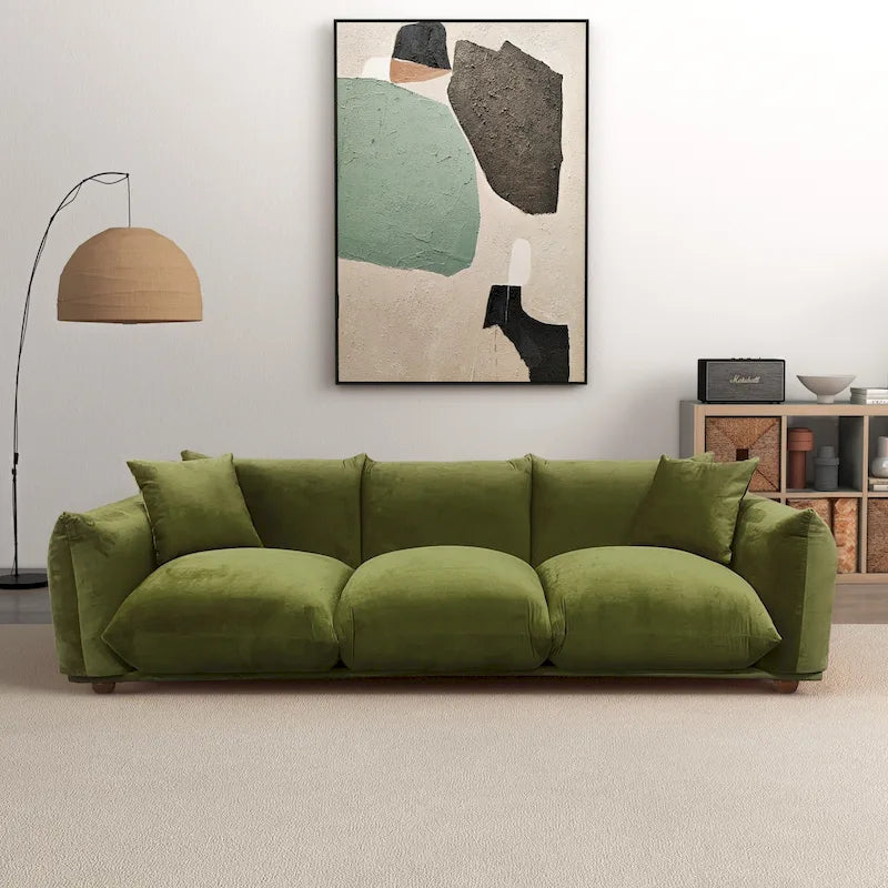 Canapé de luxe Mid-Century Moderne en bouclette/velours