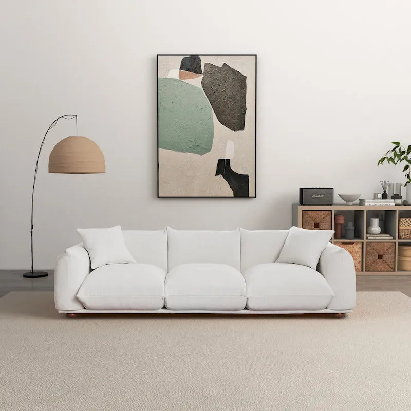 Canapé de luxe Mid-Century Moderne en bouclette/velours