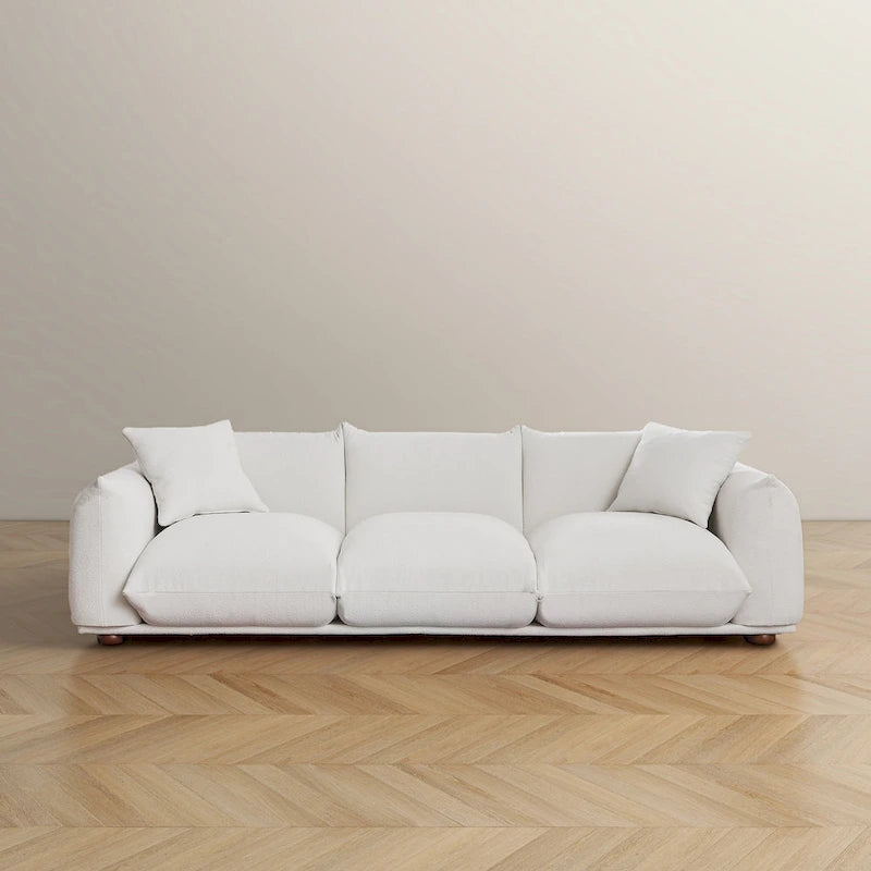 Canapé de luxe Mid-Century Moderne en bouclette/velours