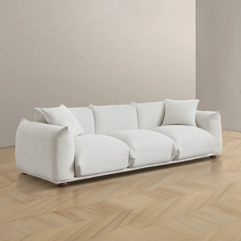 Canapé de luxe Mid-Century Moderne en bouclette/velours