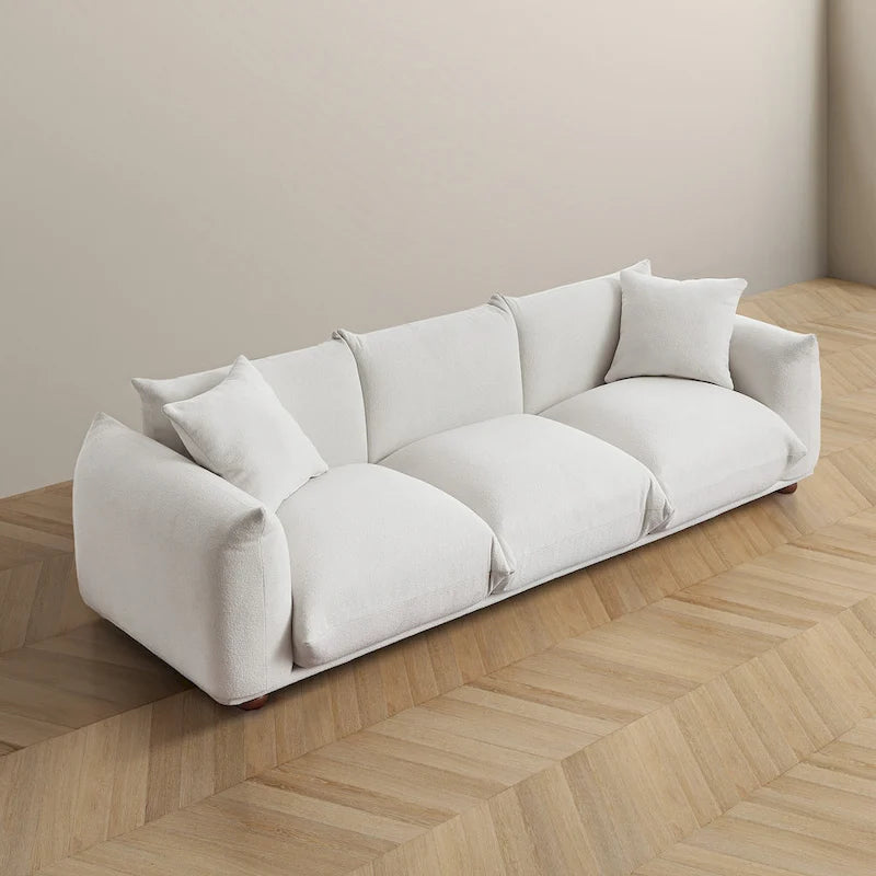Canapé de luxe Mid-Century Moderne en bouclette/velours