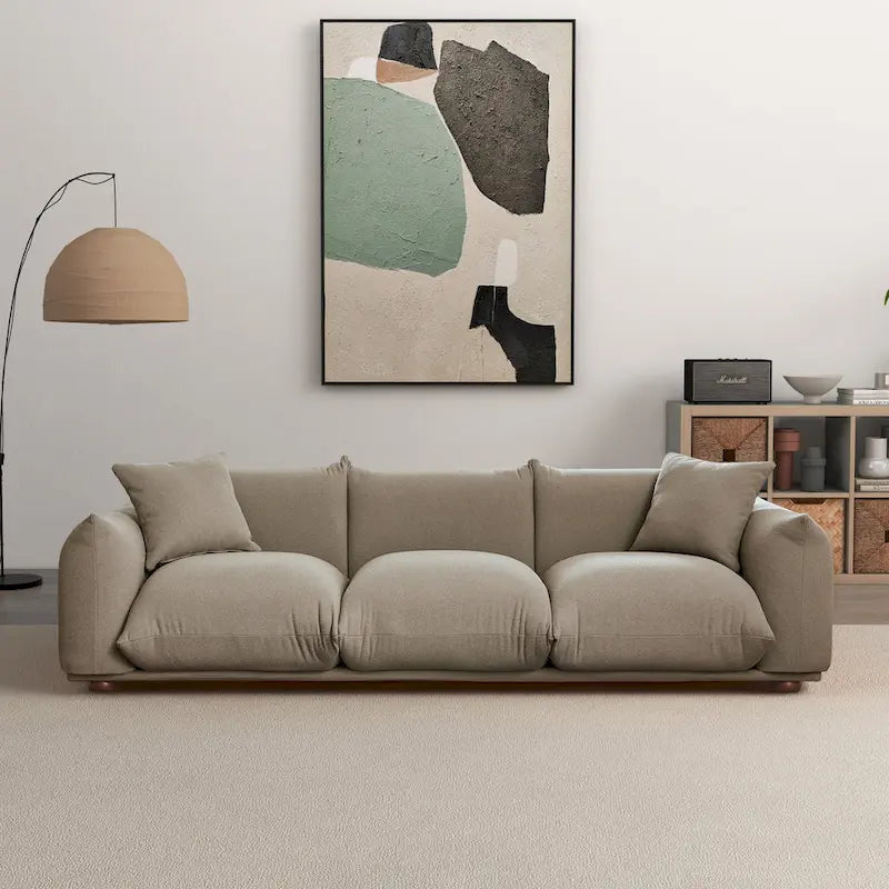 Canapé de luxe Mid-Century Moderne en bouclette/velours