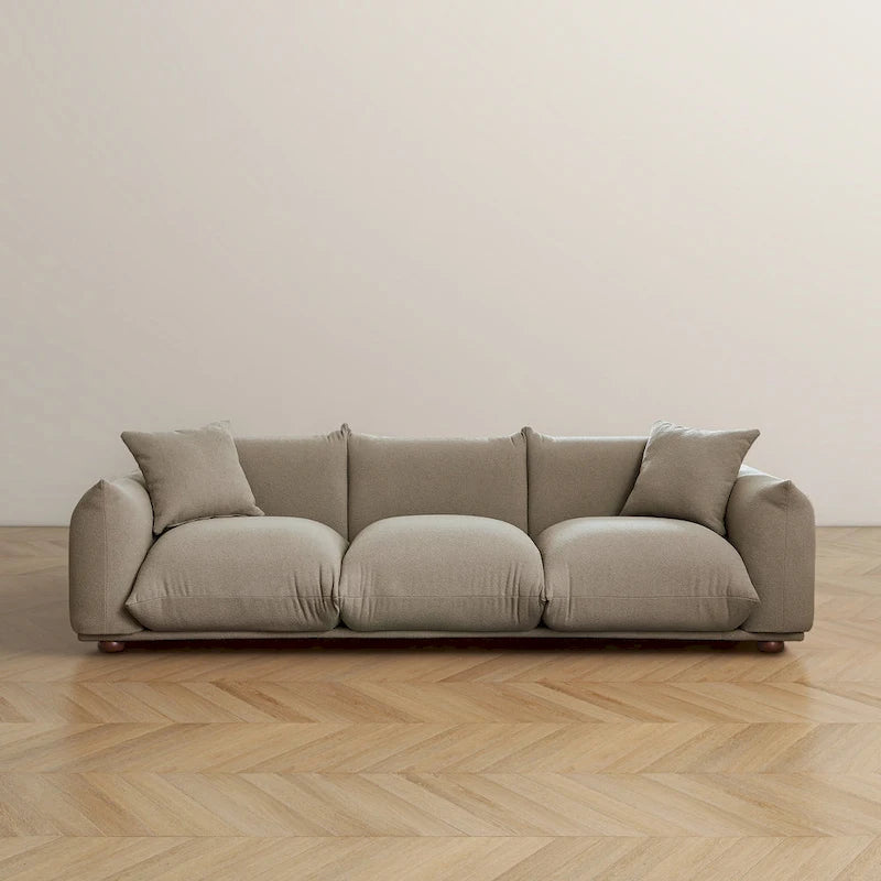 Canapé de luxe Mid-Century Moderne en bouclette/velours
