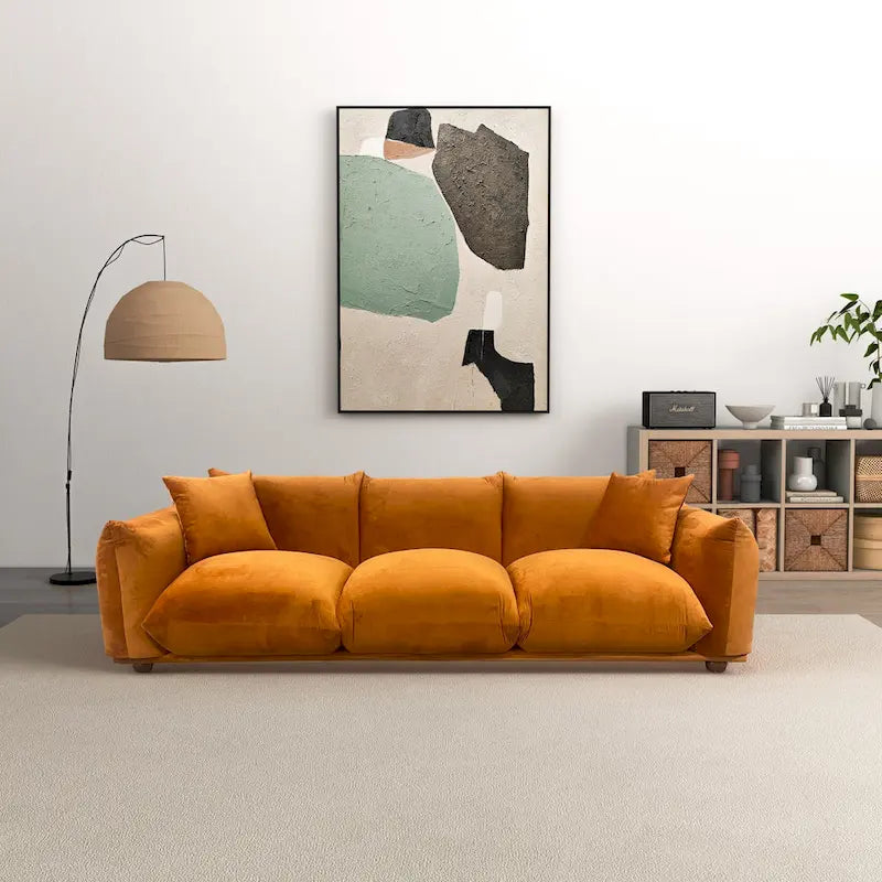 Canapé de luxe Mid-Century Moderne en bouclette/velours