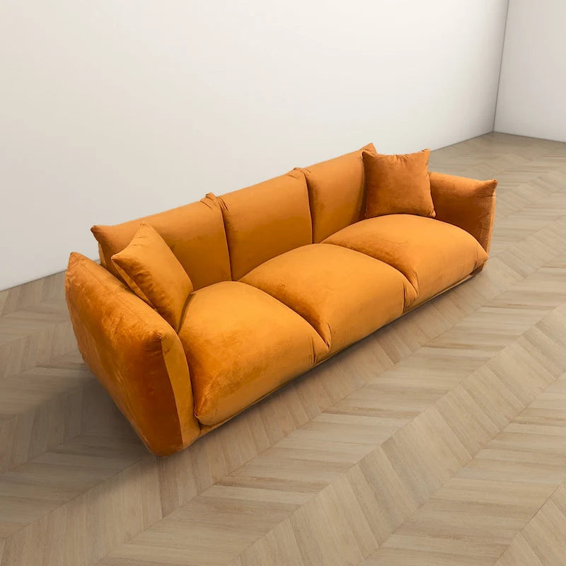 Canapé de luxe Mid-Century Moderne en bouclette/velours