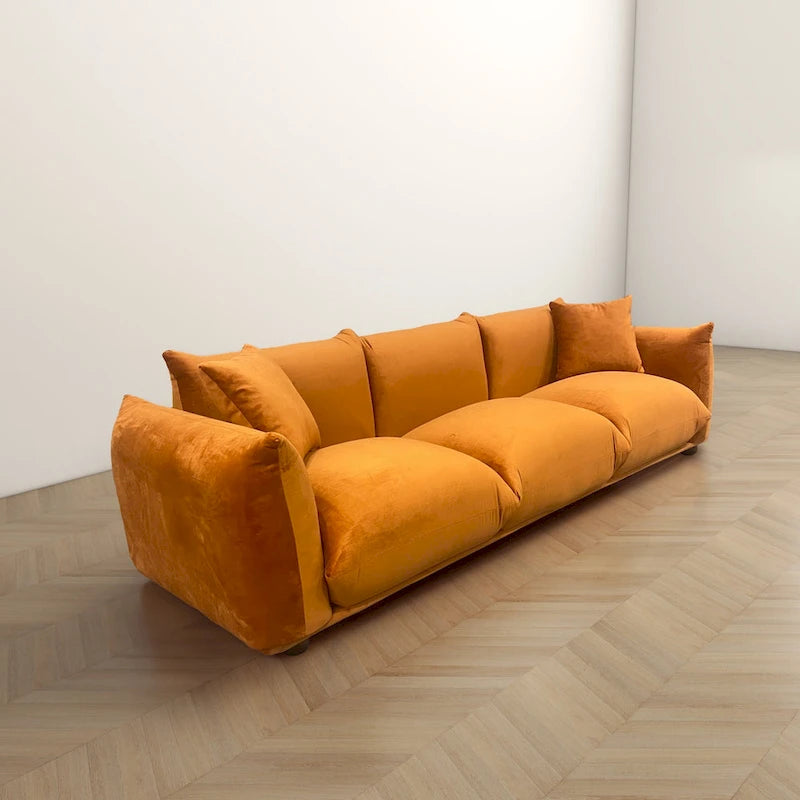 Canapé de luxe Mid-Century Moderne en bouclette/velours