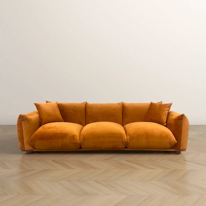 Canapé de luxe Mid-Century Moderne en bouclette/velours