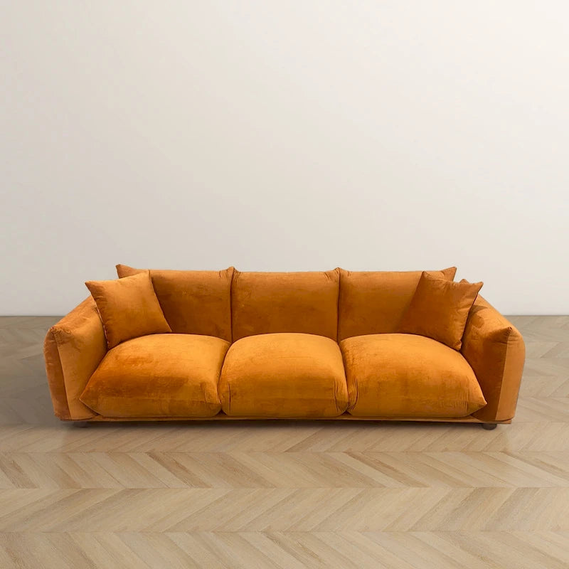 Canapé de luxe Mid-Century Moderne en bouclette/velours