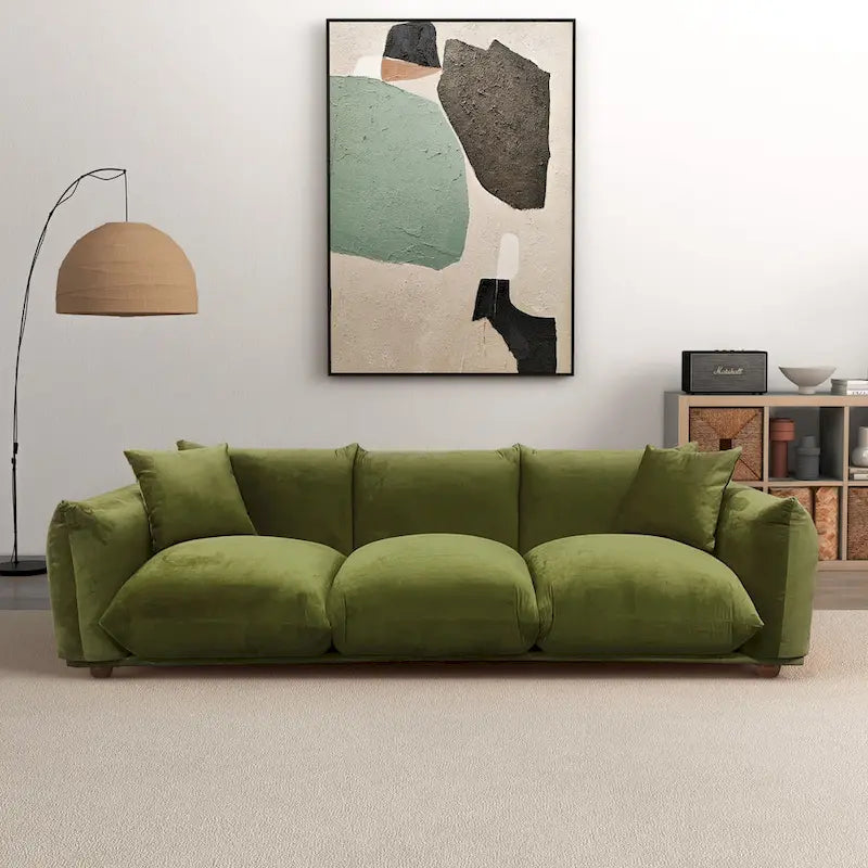 Canapé de luxe Mid-Century Moderne en bouclette/velours