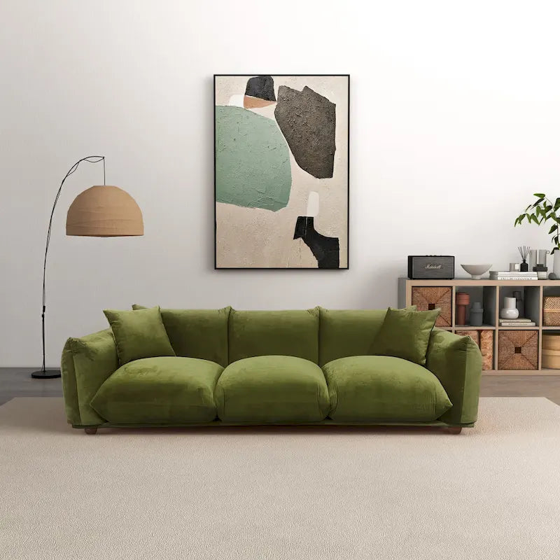 Canapé de luxe Mid-Century Moderne en bouclette/velours
